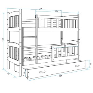  Lovos dydis: 200cm x 90cm